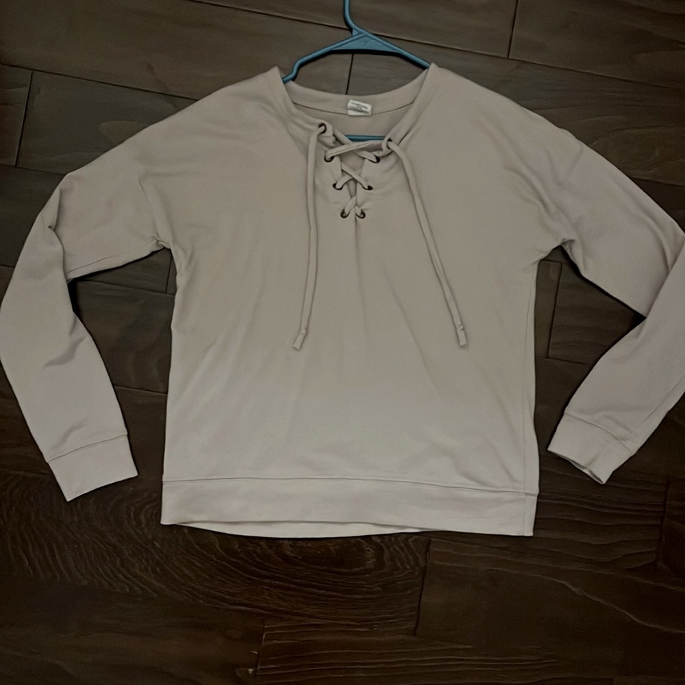 Cute tan womens tie up long sleeve